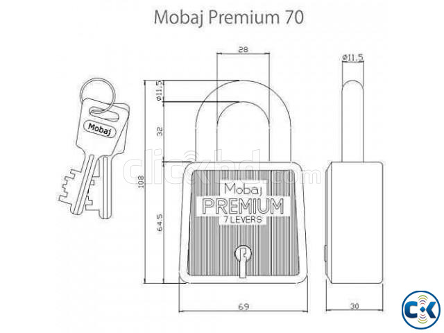 Mobaj Premium 70Mm Padlock Silver  large image 0