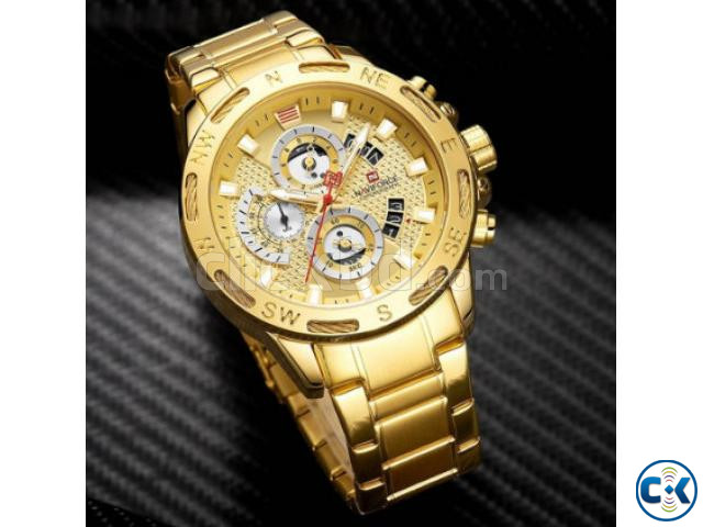 NAVIFORCE Golden Stainless Steel Chronograph Watch For Men - large image 1