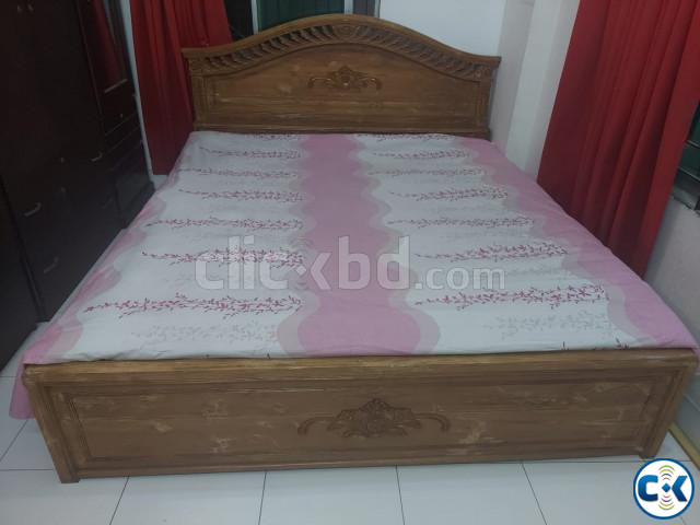 King size bed- kathal wood- with jajim mattress large image 3