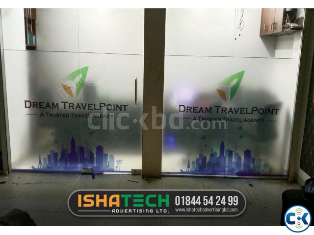Office Glass Clear Frosted Sticker Print Pasting Price in large image 0