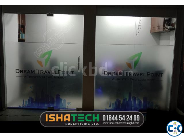 Office Glass Clear Frosted Sticker Print Pasting Price in large image 2