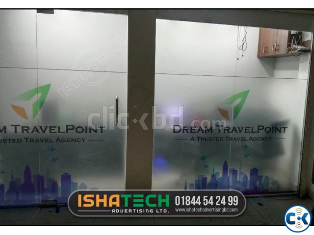 Office Glass Clear Frosted Sticker Print Pasting Price in large image 3