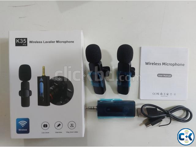 K35 Pro Dual Mic Wireless Microphone For Smartphone DSLR large image 1