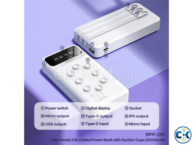 Remax RPP-297 Power Bnak 20000mAh LEFEN SERIES 2.1A CABLED large image 3