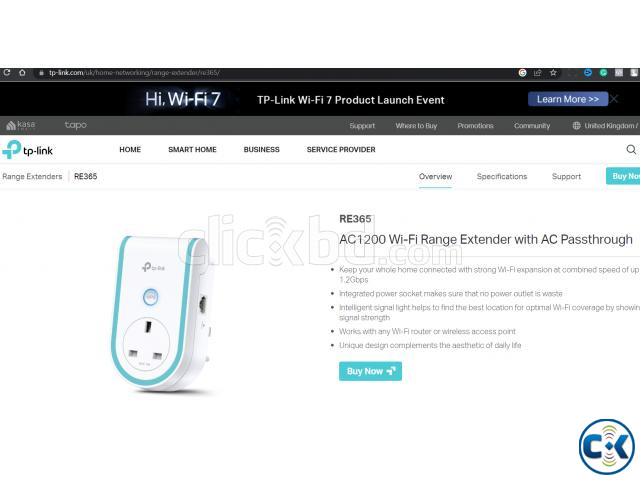 RE365 AC1200 Wi-Fi Range Extender with AC Passthrough large image 1