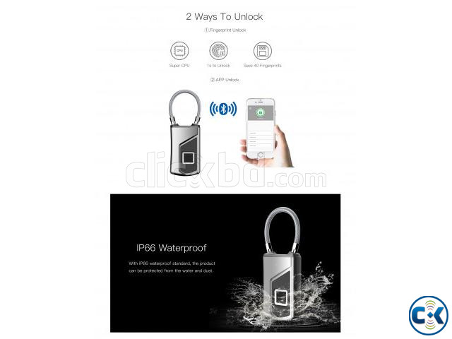 Finger Print Bag lock Anytek L1 Bluetooth Option Waterproof large image 1