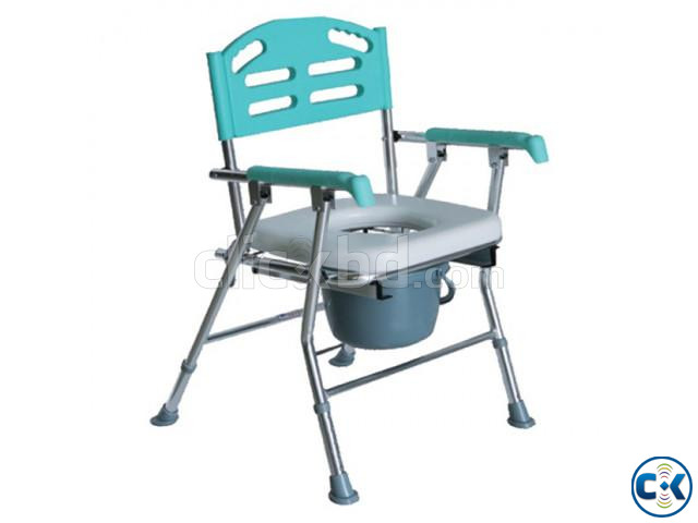 Height Adjustable Folding Commode Chair with Soft Seat large image 0