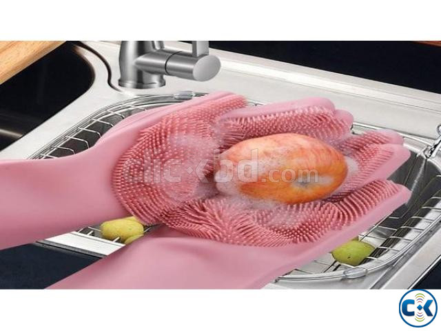 silicone cleaning gloves with wash 2pair large image 0