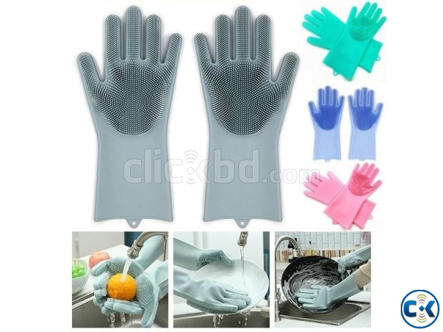 silicone cleaning gloves with wash 2pair large image 1