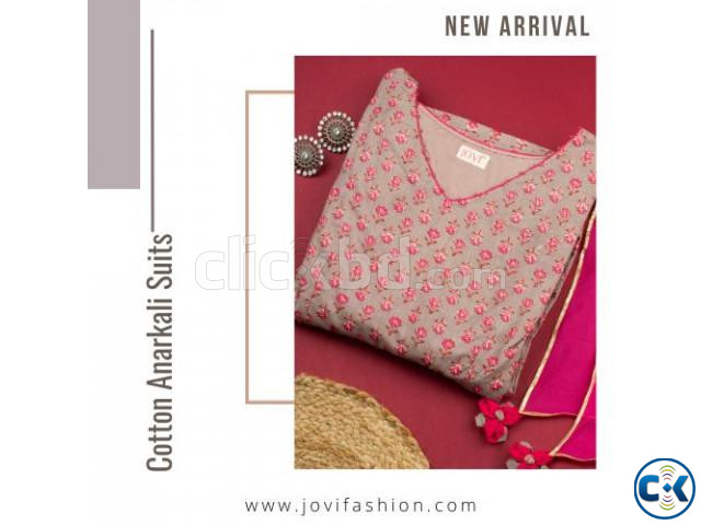We ve got Indian designer mulmul cotton Anarkali salwar suit large image 2