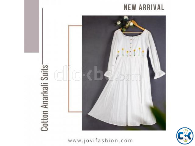 We ve got Indian designer mulmul cotton Anarkali salwar suit large image 3