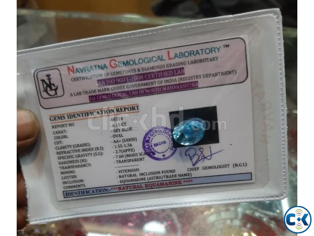 Genuine Natural Aquamarine Stone With Certificate large image 0