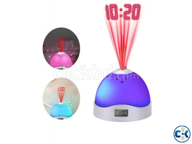 Colorful Projection Clock Star Sky Night Light large image 0