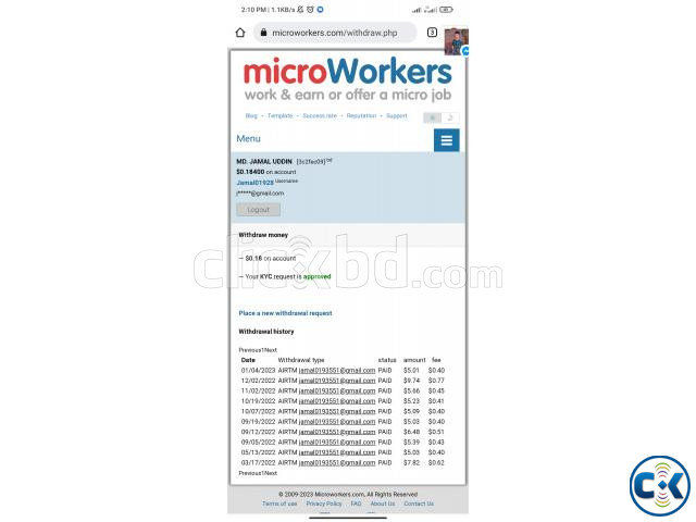 Want to sell a verified and kyc Approved microworkers accoun large image 0