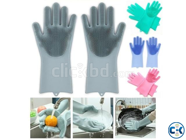 silicone cleaning gloves with wash 2pair large image 0