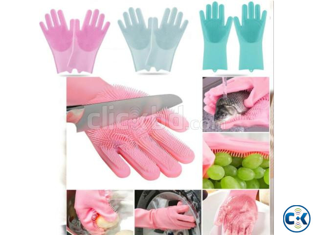 silicone cleaning gloves with wash 2pair large image 1