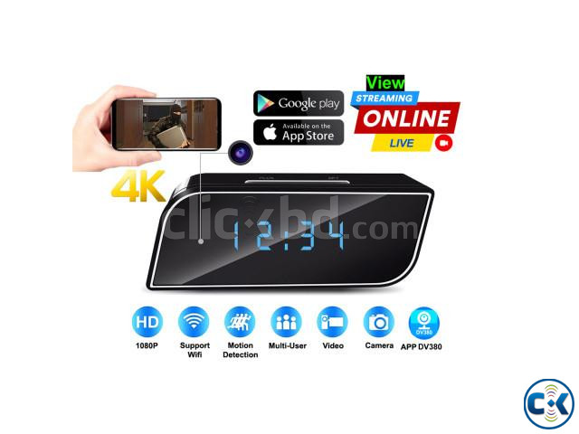 4K Live Wifi IP Camera Digital Clock Night Vision IP Camera large image 2