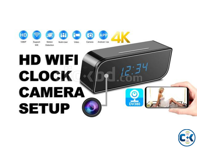 4K Live Wifi IP Camera Digital Clock Night Vision IP Camera large image 3