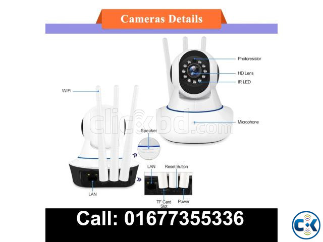 Wifi IP Camera V380 Pro 3 Antenna 355 Moving Night Vision large image 4