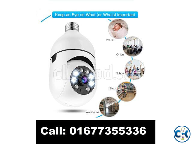Wifi IP Camera Light Bulb 360 Pan-Tilt Full Colour CCTV Cam large image 1