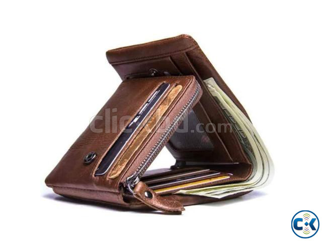 Tri-Fold Pure Leather Wallet For Men Brand new large image 0