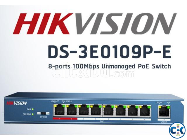 Hikvision DS-3E0109P-E M B 8 Port Unmanaged PoE Switch large image 0