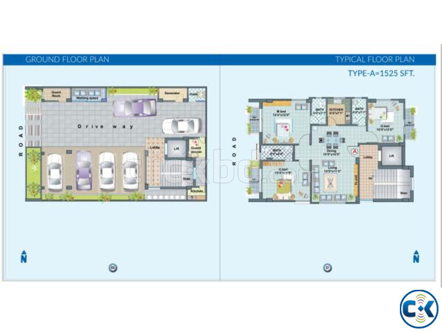 3 BED 1525 sft flat sale Aftabnagar Block-L2 R-3 large image 0