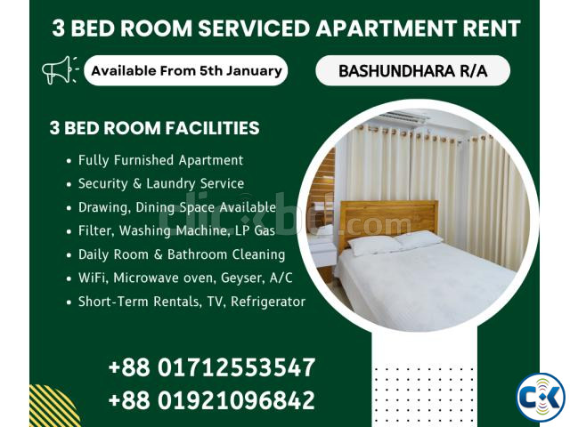 3BHK Serviced Furnished Apartment RENT in Bashundhara R A large image 0