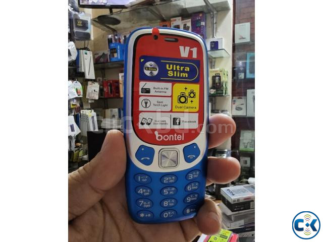 Bontel V1 Ultra Slim Phone With Cover Warranty -Blue large image 2