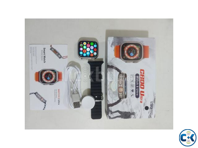 C800 Ultra Smartwatch 1.99 Inch Wireless Charging Black large image 1