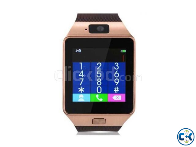 DZ09 Smart Watch Single Sim Touch Display Call SMS - Gold large image 2
