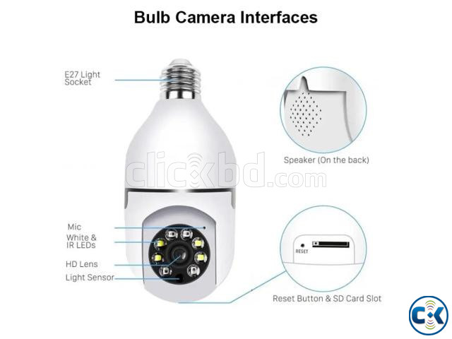 V380 PTZ 2MP 1080P Bulb WIFI IP Camera Night Vision large image 1