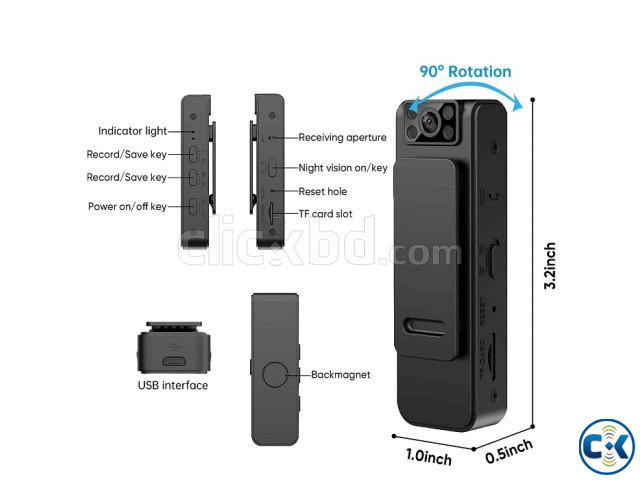 L8 Mini Clip Body Camera HD 1080P Night Vision large image 1