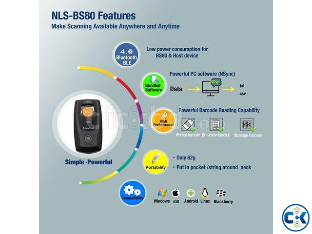 NLS-BS8060-2T Pocket Bluetooth 2D Barcode Scanner large image 1