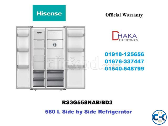 Hisense 580L RS3G558NAB Side by Side Refrigerator large image 1
