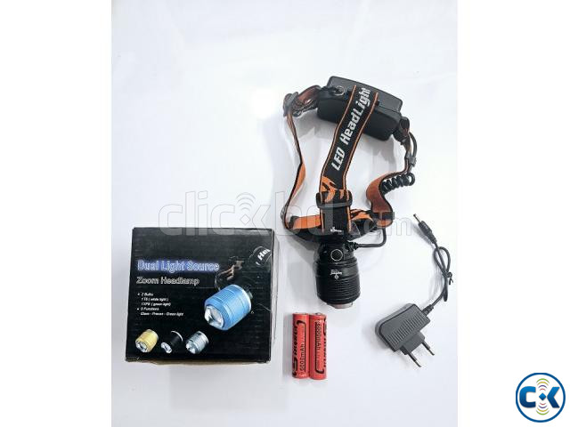 T6 High Power Headlamp Dual Battery Dual Light Headlight large image 1