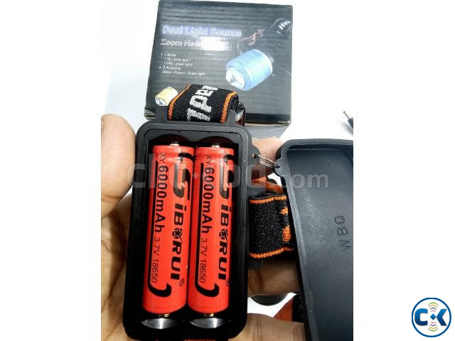 T6 High Power Headlamp Dual Battery Dual Light Headlight large image 2