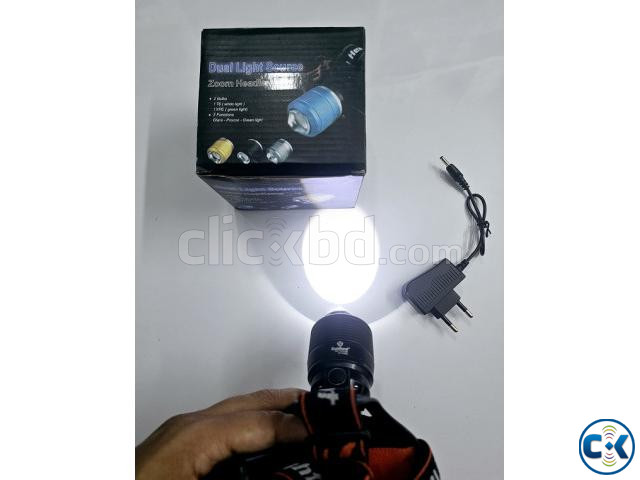 T6 High Power Headlamp Dual Battery Dual Light Headlight large image 4
