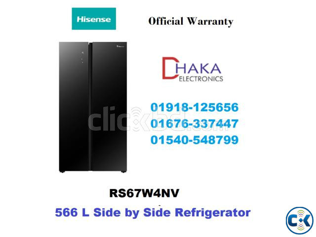 Hisense 566L RS67W4NV Glass Door Side by Side Refrigerator large image 0