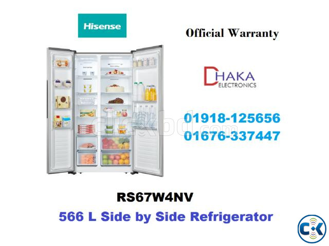 Hisense 566L RS67W4NV Glass Door Side by Side Refrigerator large image 1