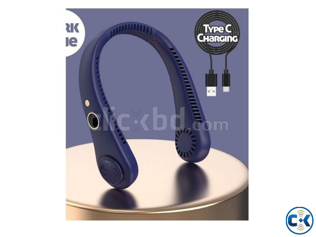 R8 Vaneless Hanging Neck Fan LED Display Blue large image 0
