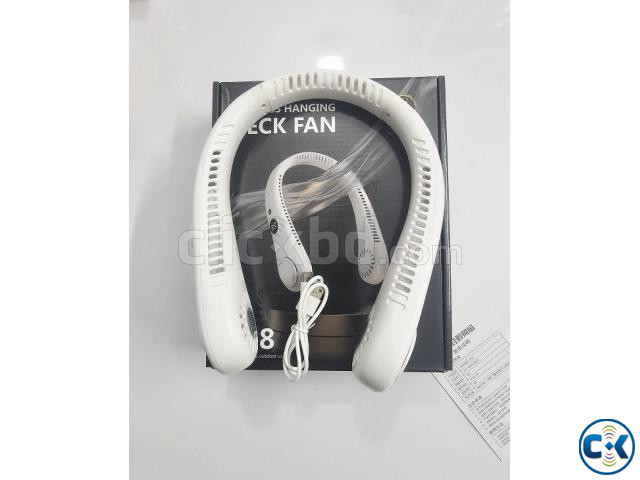 R8 Vaneless Hanging Neck Fan LED Display Blue large image 1