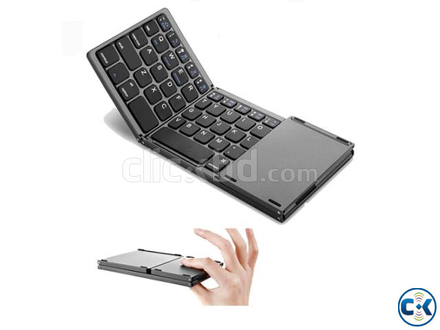 Triple Folding Portable Bluetooth Keyboard Touchpad Magnetic large image 1