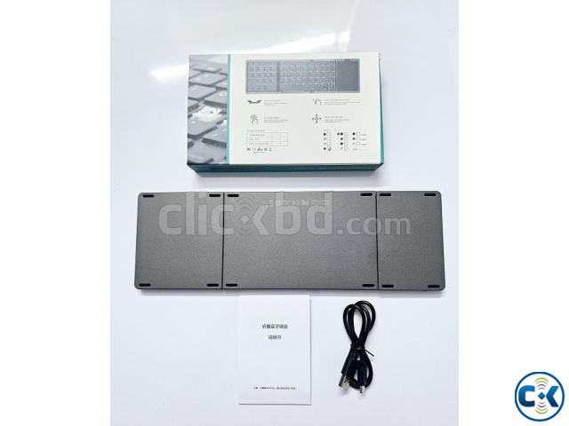 Triple Folding Portable Bluetooth Keyboard Touchpad Magnetic large image 3