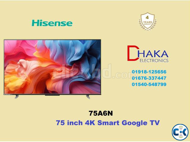 Hisense 75 inch 75A6N 4K Smart Google TV Official large image 0