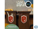 Acrylic letter logo for presentation desk. Auditorium backgr