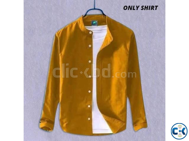 Solid Color Cotton Shirt Only Shirt  large image 1