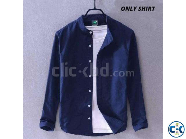 Solid Color Cotton Shirt Only Shirt  large image 3