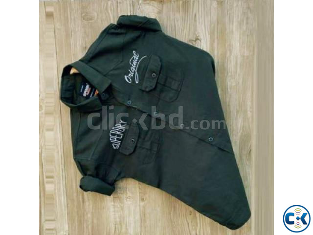 men s colid colour cotton shirt green  large image 1