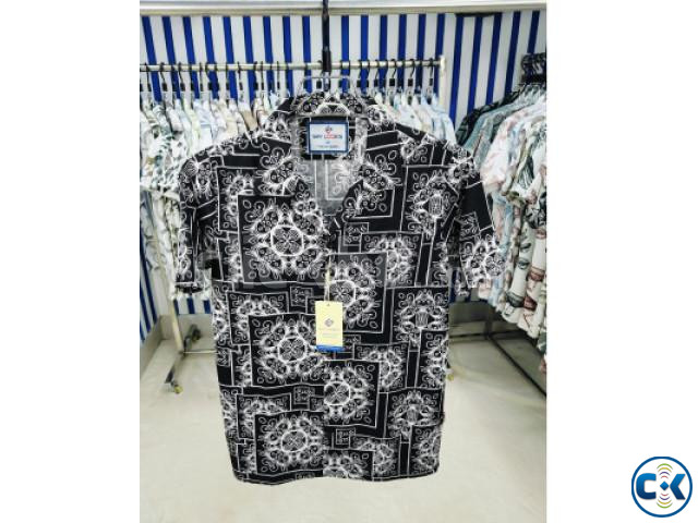 Pure Cotton Half Sleeve Print Shirt for Men s large image 1